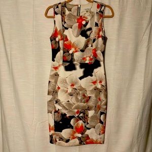 Floral Print Calvin Klein Sheath Dress, Size 8